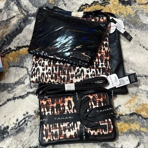 Tahari Black and Animal print Crossbody 5 bag set- 2 separate gift sets